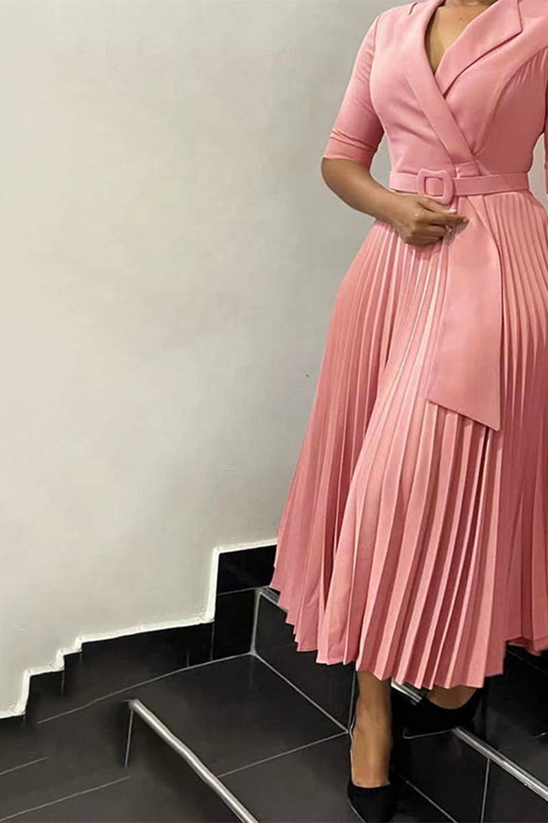 CWDMD01258_2024 FALL WINTER PLUS SIZE PLEATED BLAZER DRESS