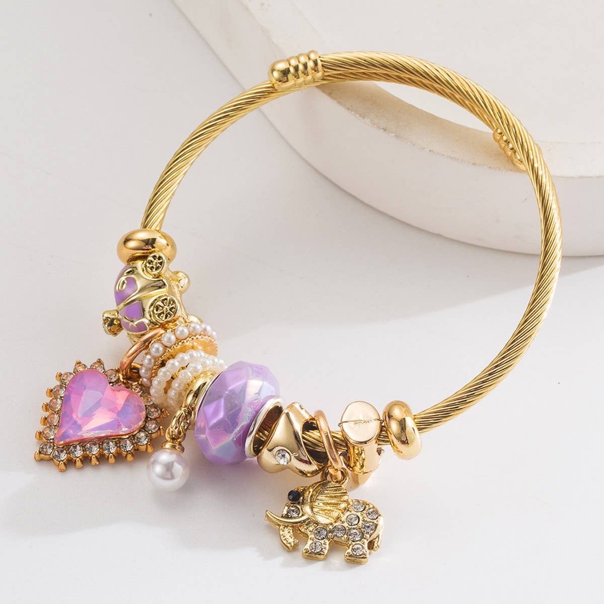 BFF Adjustable Bracelet with Elephant and Heart_CWMM8602