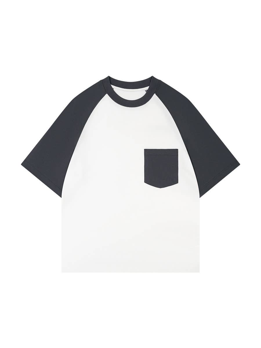 CWTTS0934_COLOR CONTRAST POCKET DESIGN CASUAL T SHIRT