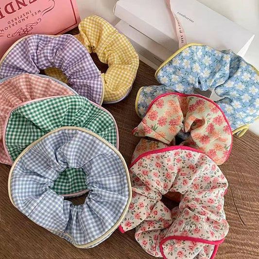 2024 NEW FOREST FLORAL PLAID HAIR TIE_CWAHA1371