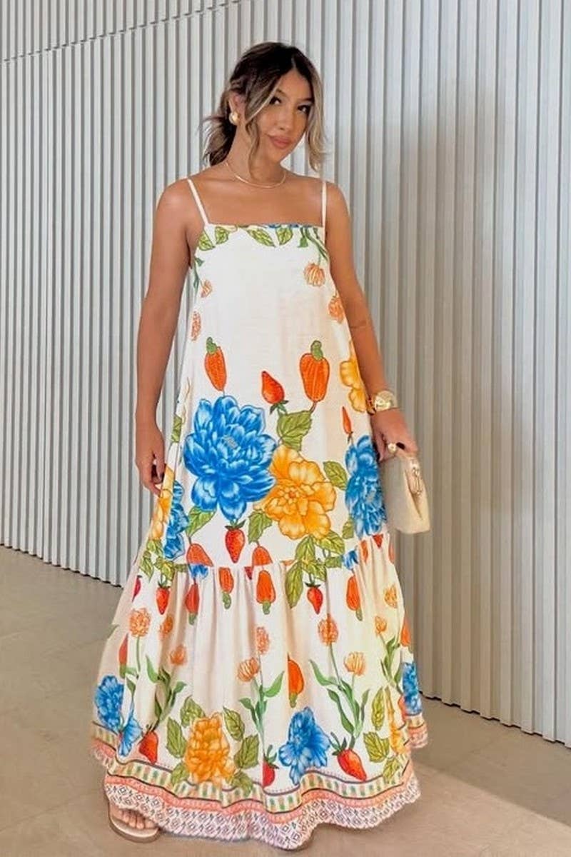 CWDHL0994_SUMMER SEXY SUSPENDER PRINT SWING DRESS