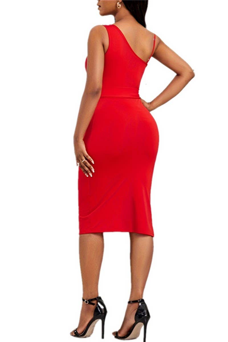 CWDSD7145_SOLID COLOR SEQUIN BELT EVENING GOWN DRESS