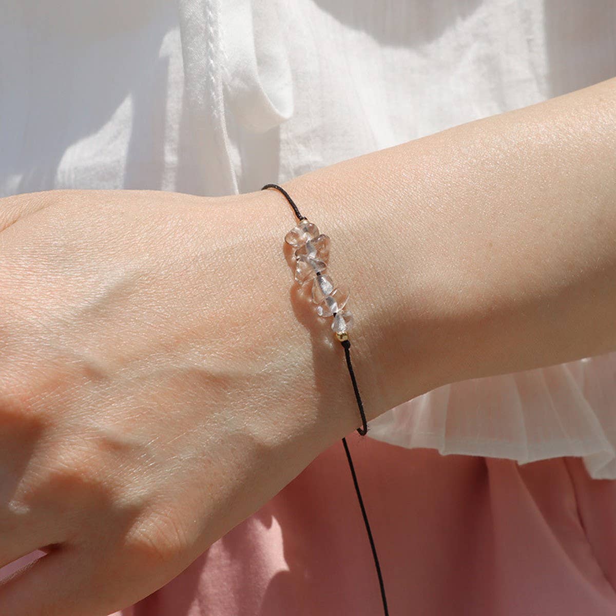 CRUSHED STONE TRIO BRAIDED BRACELET