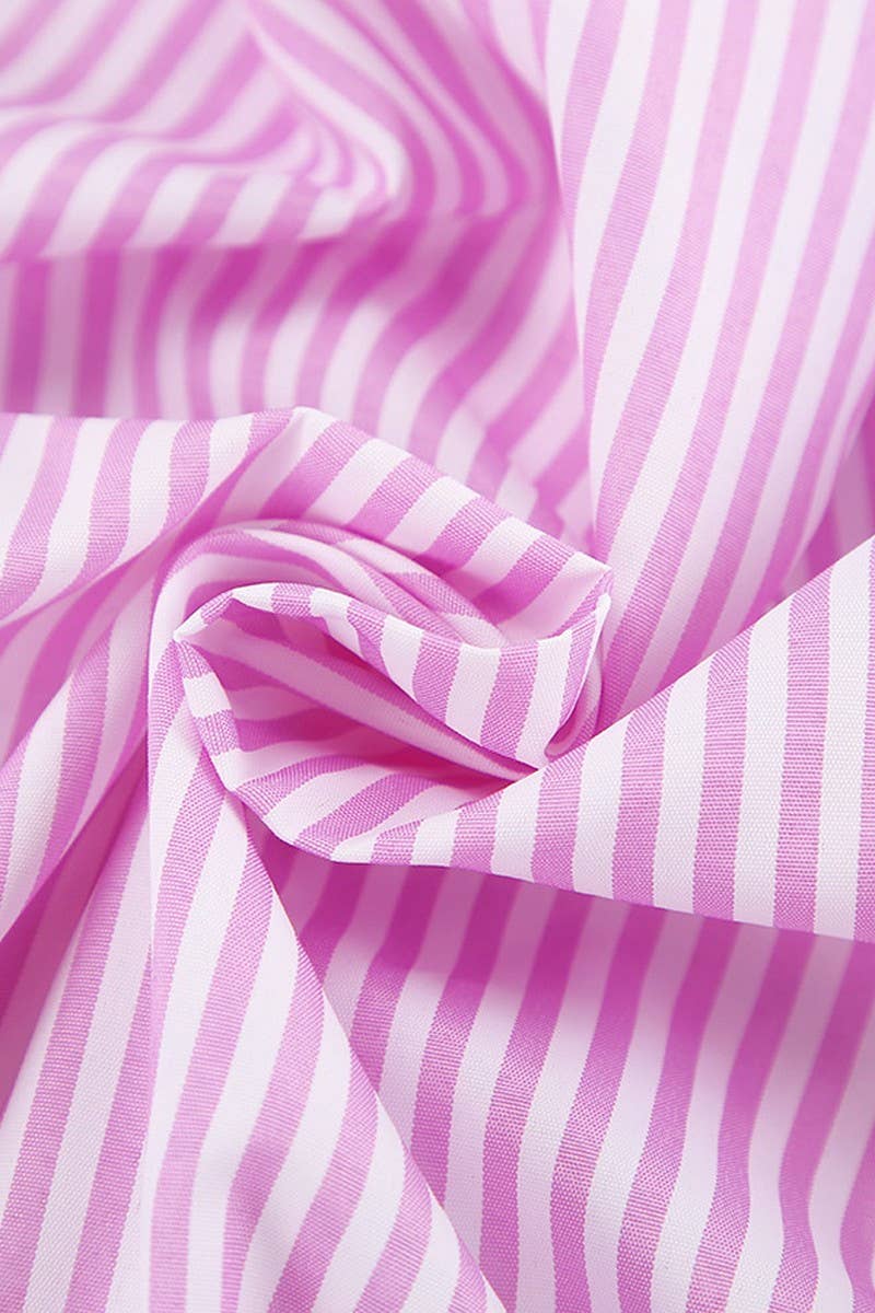 CWTBLL00576_TIE-WAIST STRIPED LONG-SLEEVED SHIRT TOP