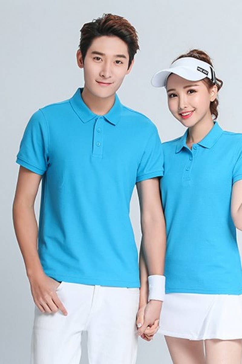 CWTBLS02444_SOLID COLOR CASUAL SHORT-SLEEVED POLO SHIRT