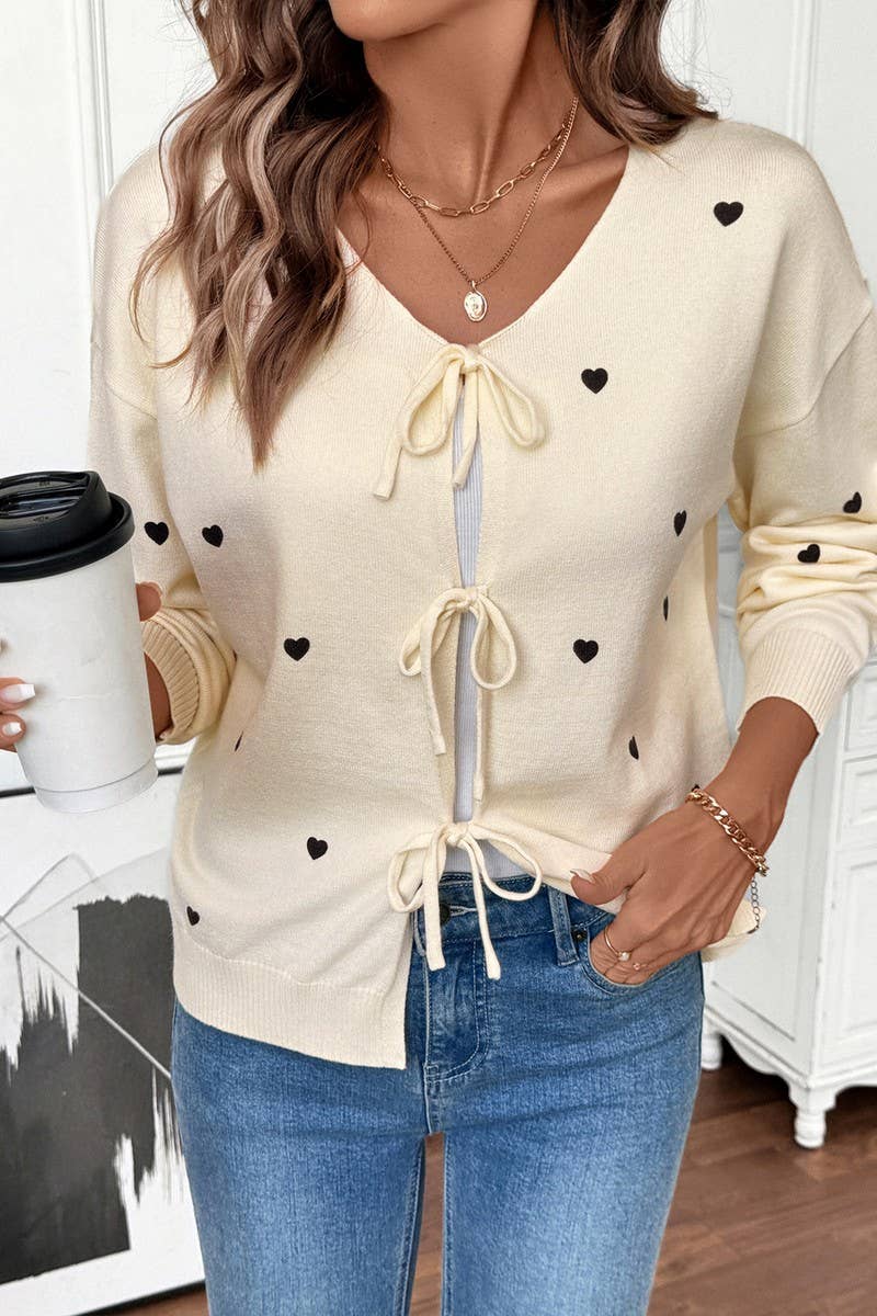 CWOCAL00586_CUTE HEART V-NECK TIE FRONT CARDIGAN SWEATER