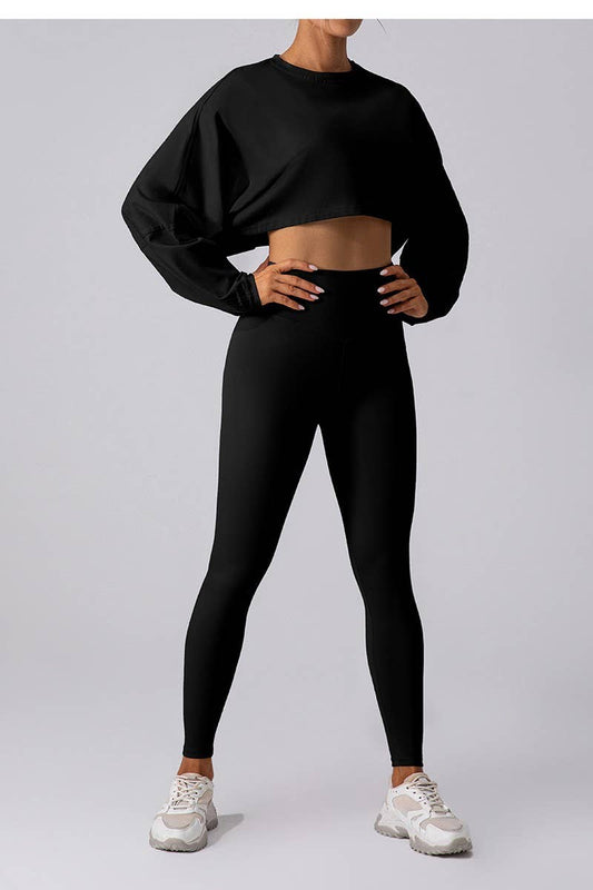 CWTTL2061_SPORTS SHORT ROUND NECK LOOSE SWEATSHIRT T-SHIRT