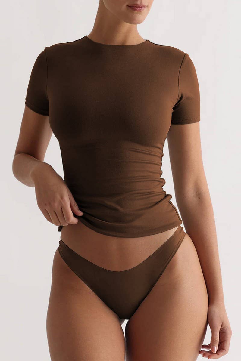 CWTTS1584_FASHION SIMPLE SLIM SEXY HOT GIRL PURE DESIRE TOP