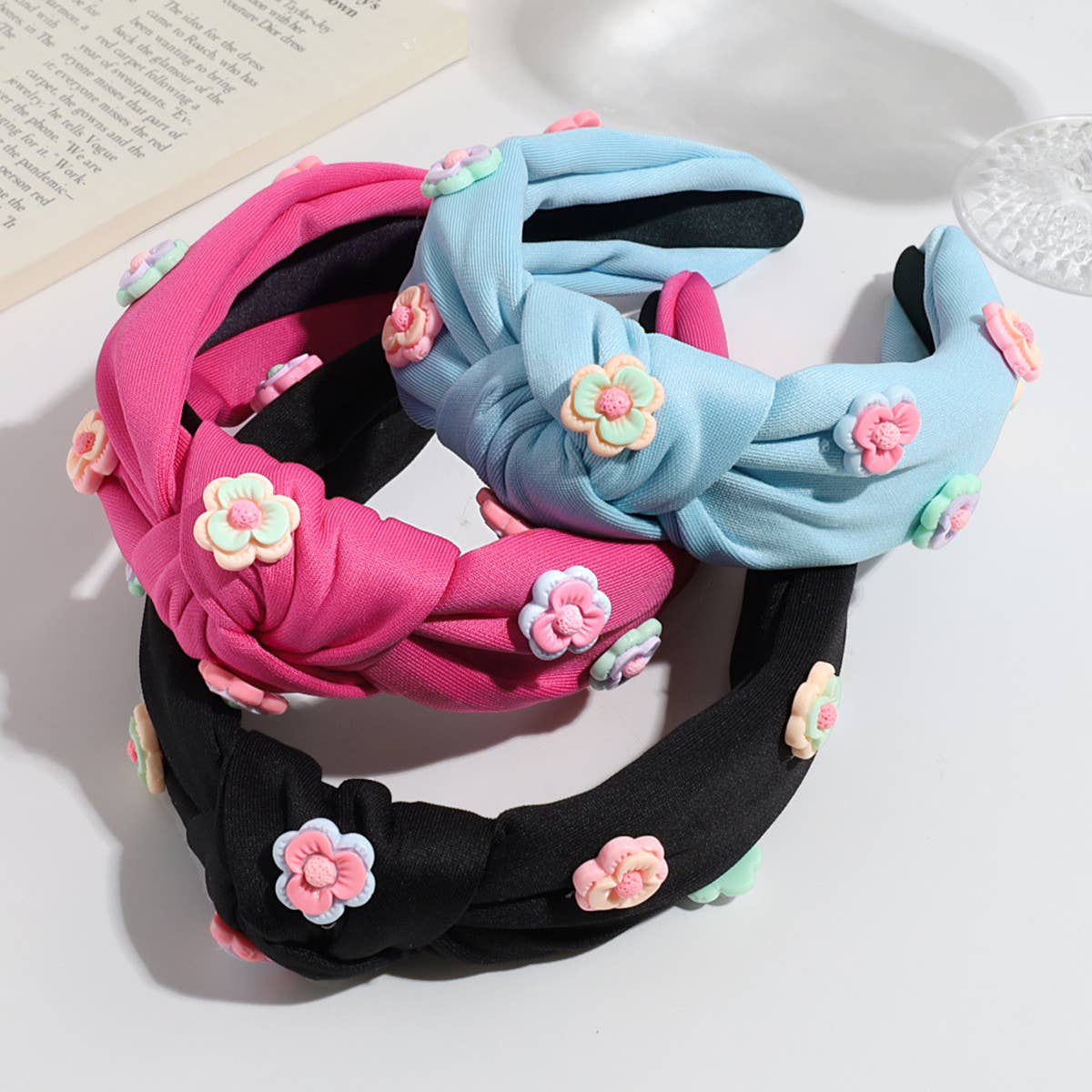 FRESH FLOWER WIDE KNOTTED HEADBAND