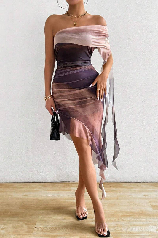 CWDSD7569_SUMMER SEXY PLEATED TUBE TOP SLIT SLIM DRESS