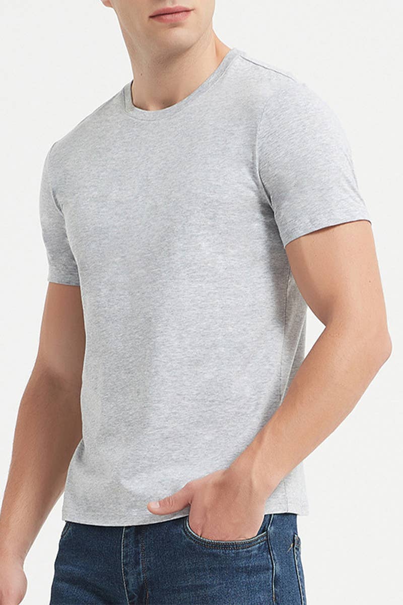 CWTTS1314_MEN'S CASUAL SOLID COLOR ROUND NECK T-SHIRT