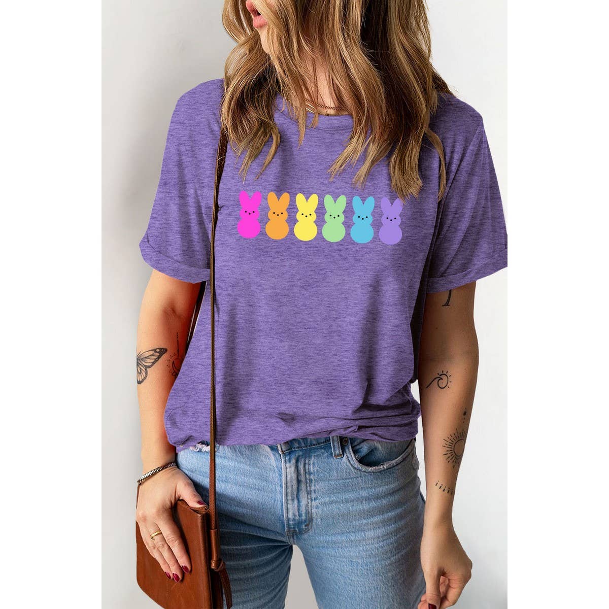 CUTE PRINTED BUNNY ROUND NECK T SHIRT FOR EASTER_CWTTS0790