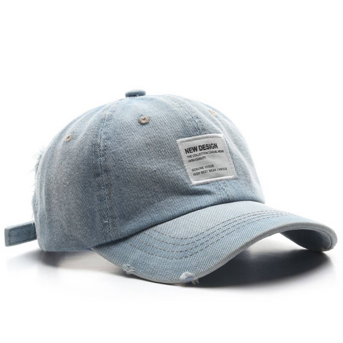 CWAH3215_FASHION RETRO DISTRESSED PATCH DENIM BASEBALL CAP