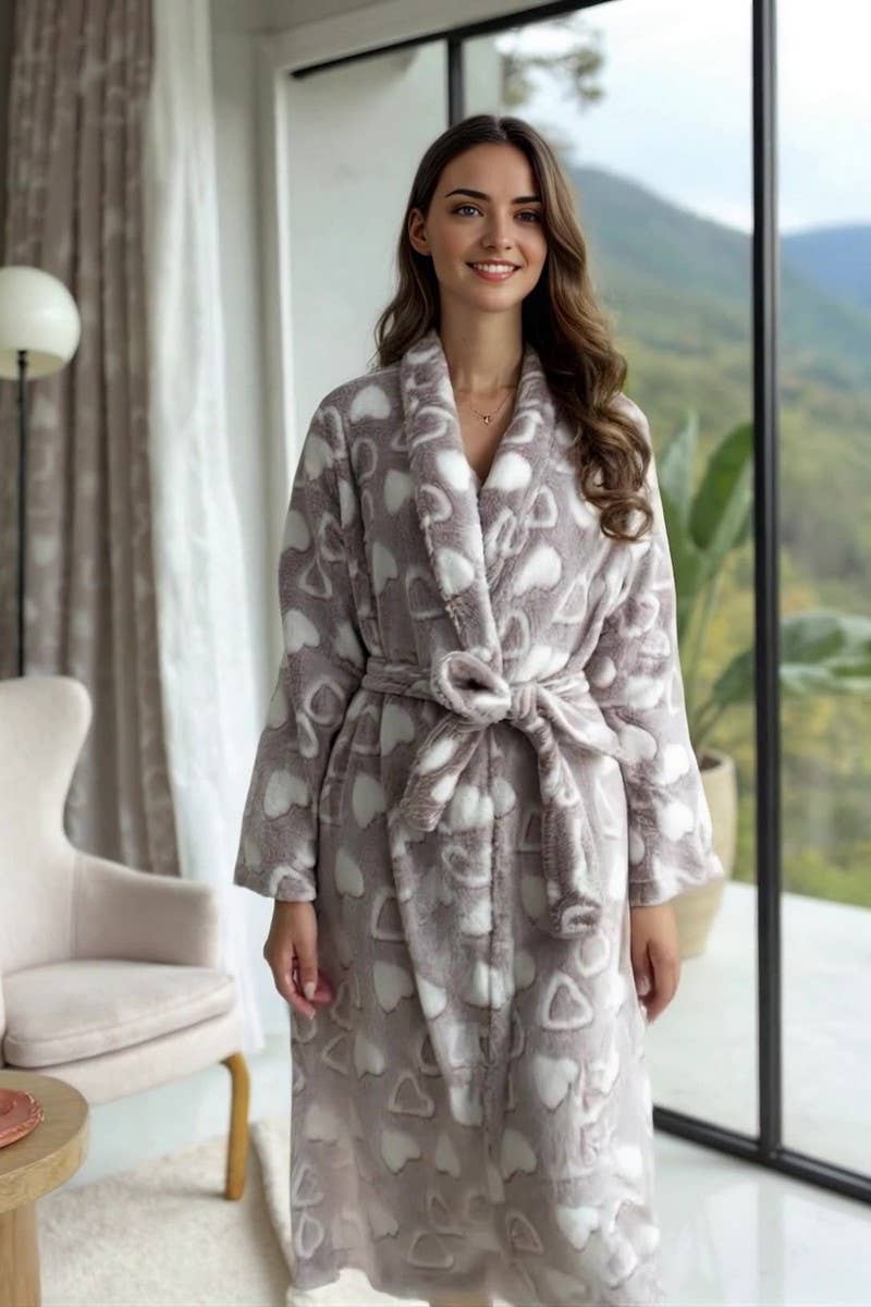 CWSPJ0423_FLANNEL BELTED LOOSE LOUNGEWEAR ROBE