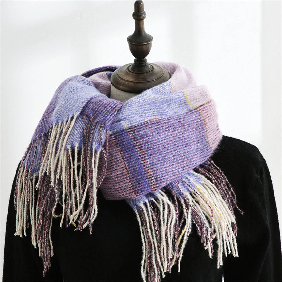 WOMEN FASHION LONG SHAWL BIG GRID SCARF