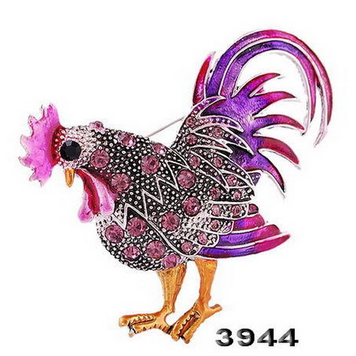 CWAJE2569_CREATIVE CARTOON ANIMAL ROOSTER BROOCH