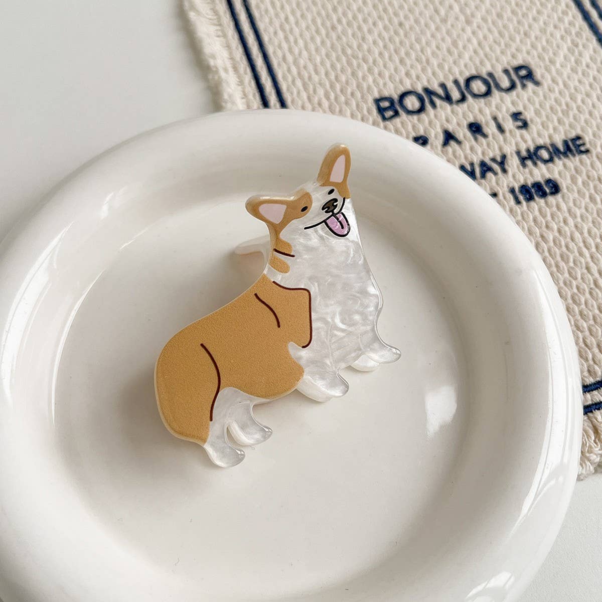French Cartoon Dog Hair Claw, Cute Puppy Mini Clip