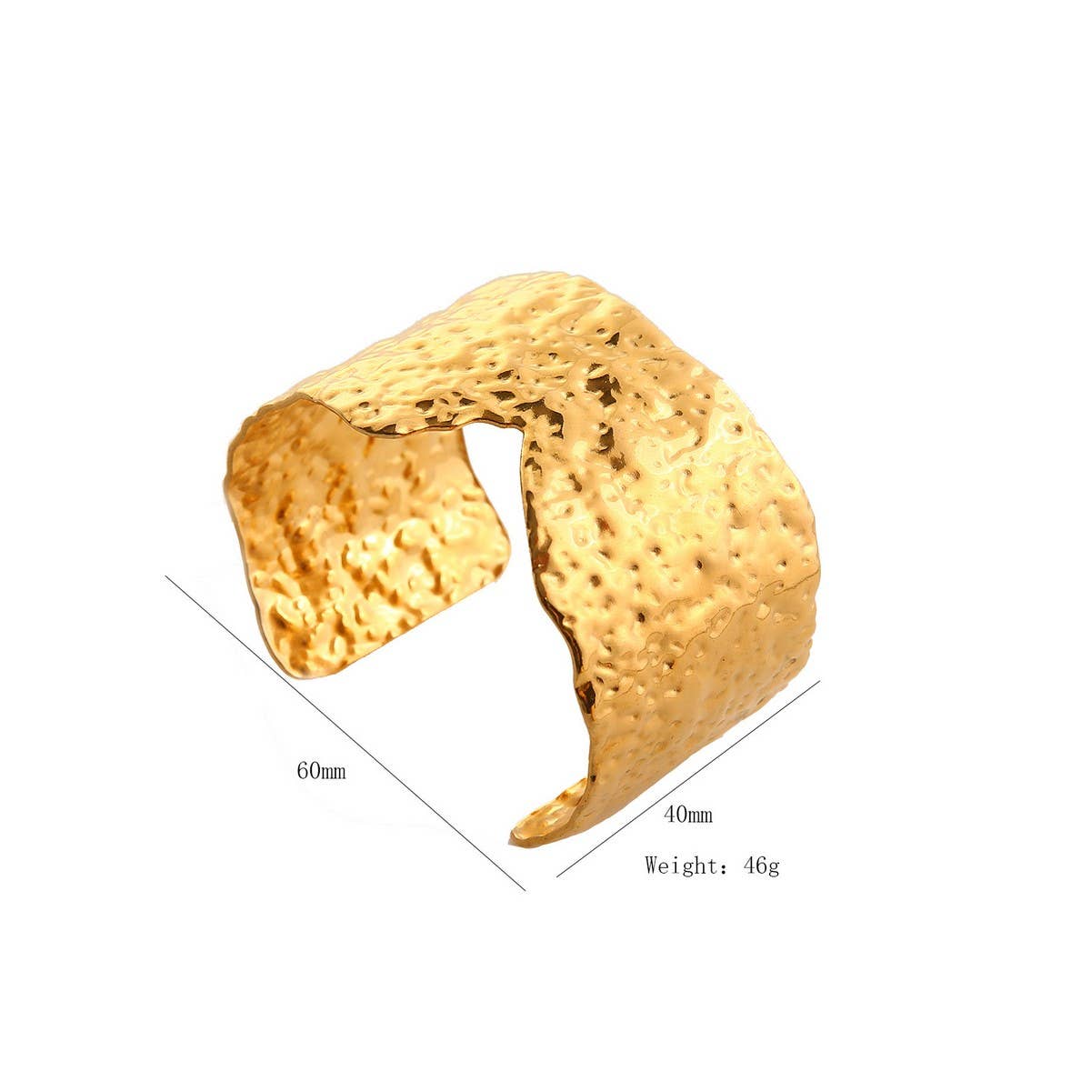 Wide Irregular Open Cuff in 18K Stainless Steel