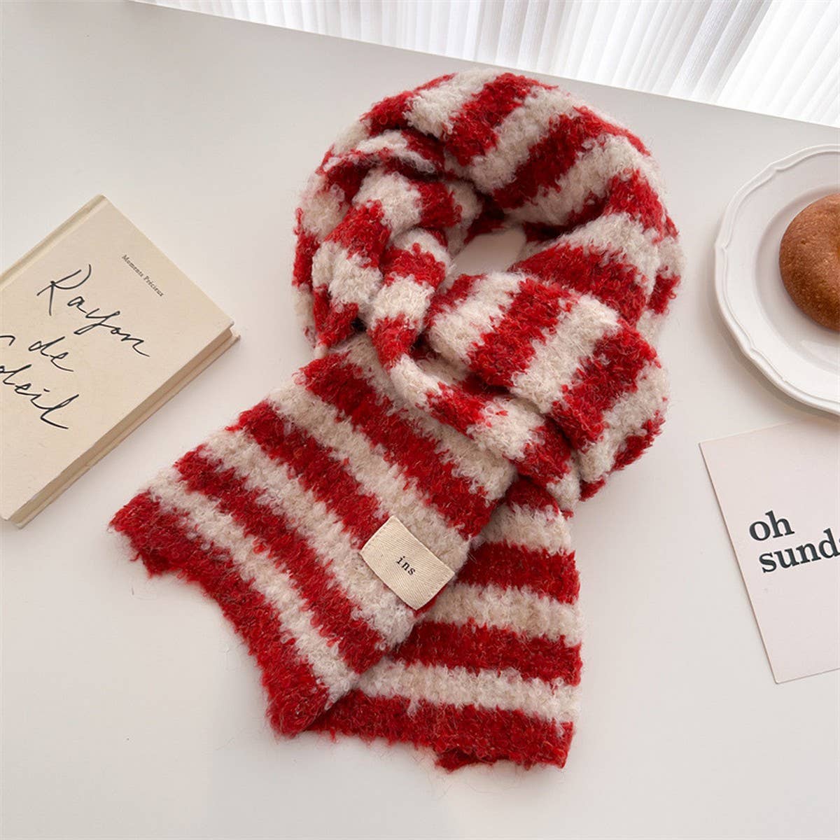 Chic Colorblock Wool Knit Scarf - Cozy Shawl_CWASC1450