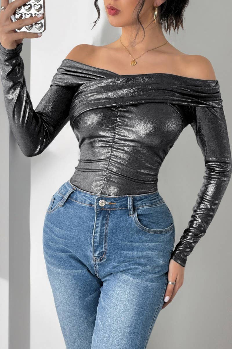 CWSBSL0129_HIGH ELASTIC OFF-SHOULDER CROSS BODYSUIT