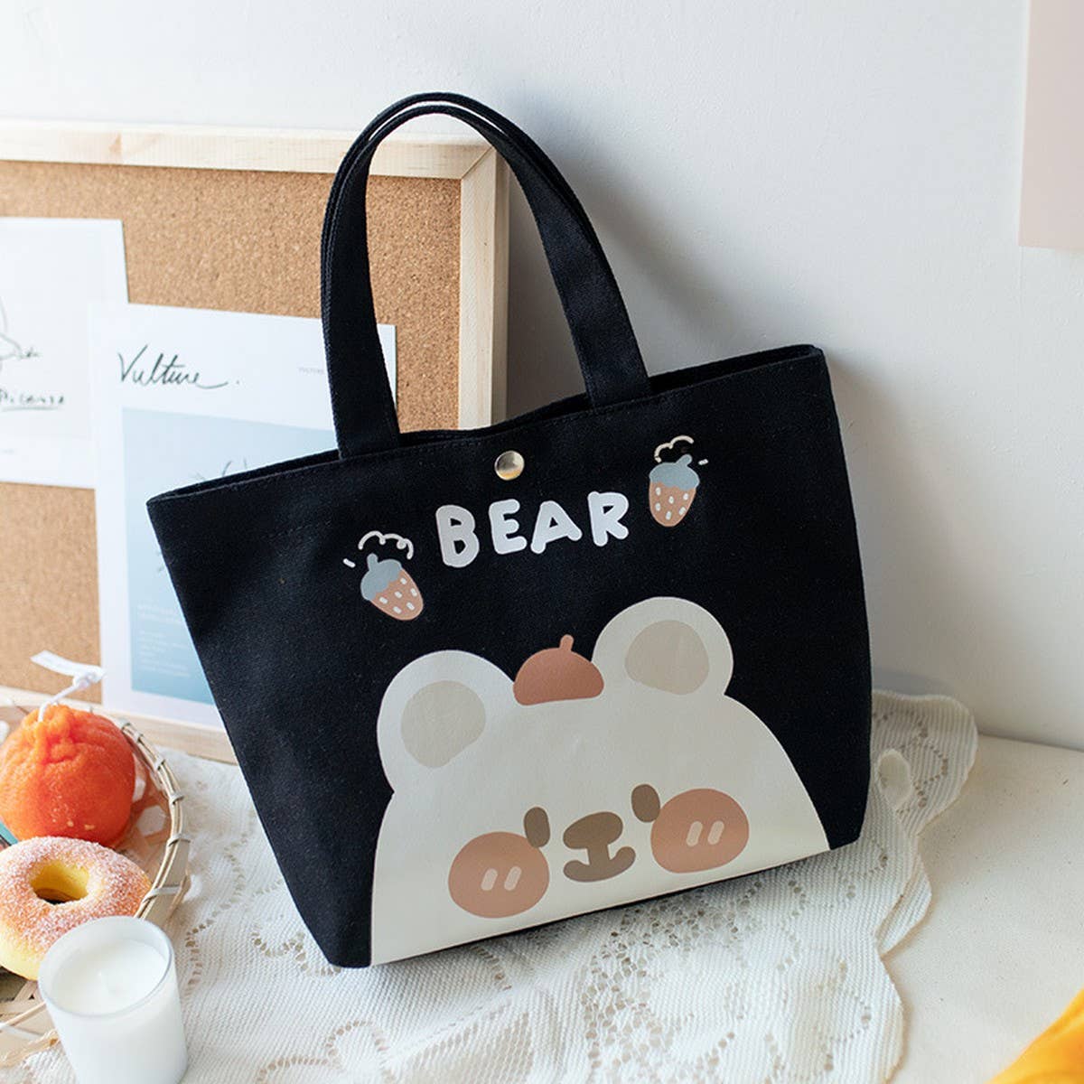 Spring Canvas Lunch Tote Bag for Women, Small_CWAB5671