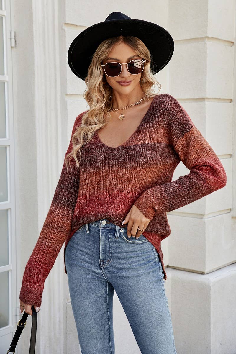 CWOSWL3171_TIE-DYED IRREGULAR GRADIENT KNITTED SWEATER