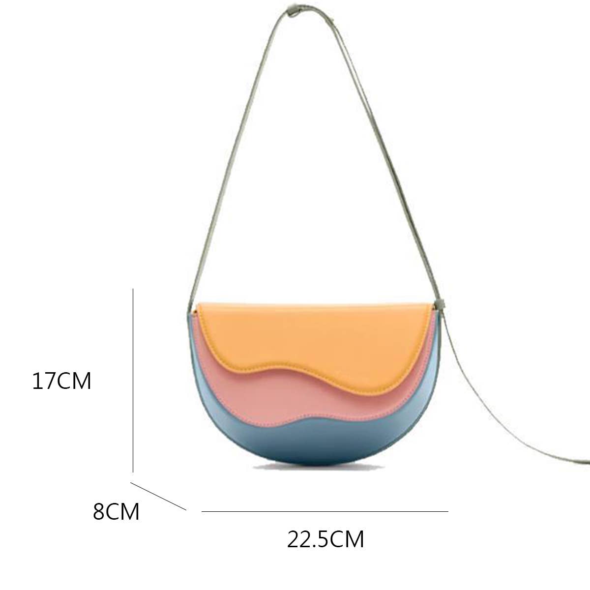 CURVED WAVE CONTRAST COLOR CROSSBODY SADDLE BAG_CWAB1894
