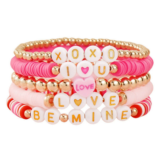VALENTINE'S DAY POLYMER CLAY STACKING BRACELET_CWAB4628