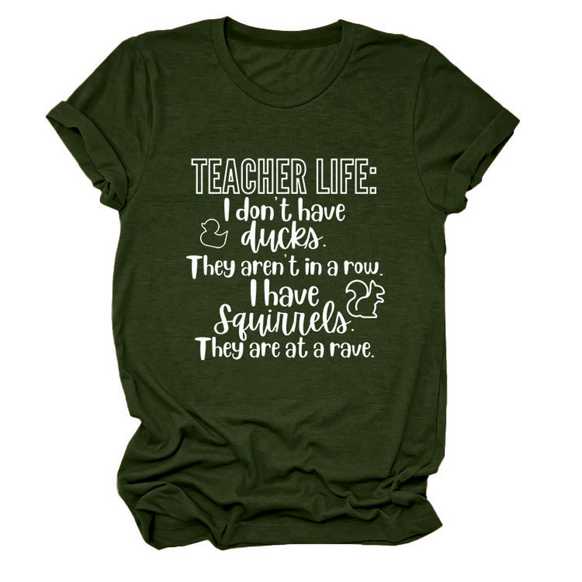 Casual Teacher Tee ??Round Neck Graphic Shirt_CWTTSL0479