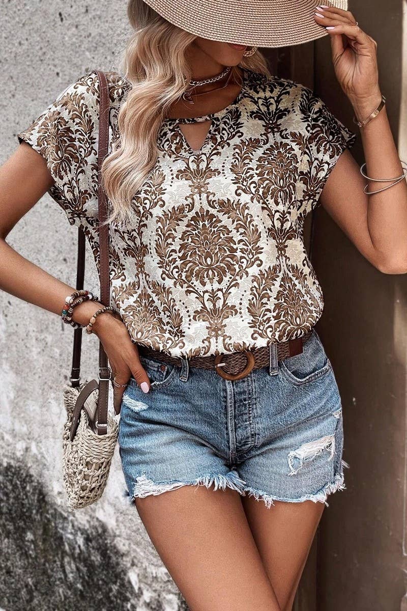 CWTBLS1836_SUMMER FASHION V-NECK BAT SLEEVE LOOSE TOP