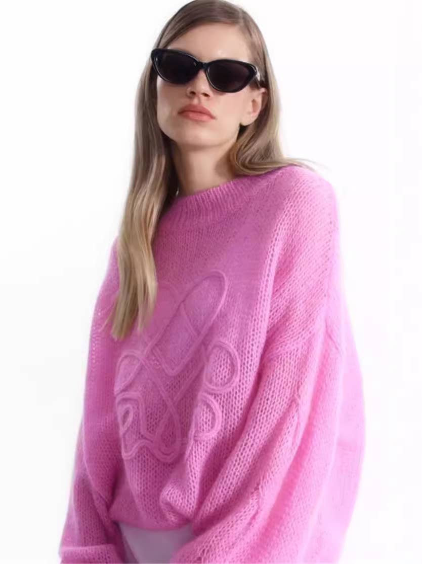 CASUAL PULLOVER LONG-SLEEVED CREW-NECK LOOSE KNIT