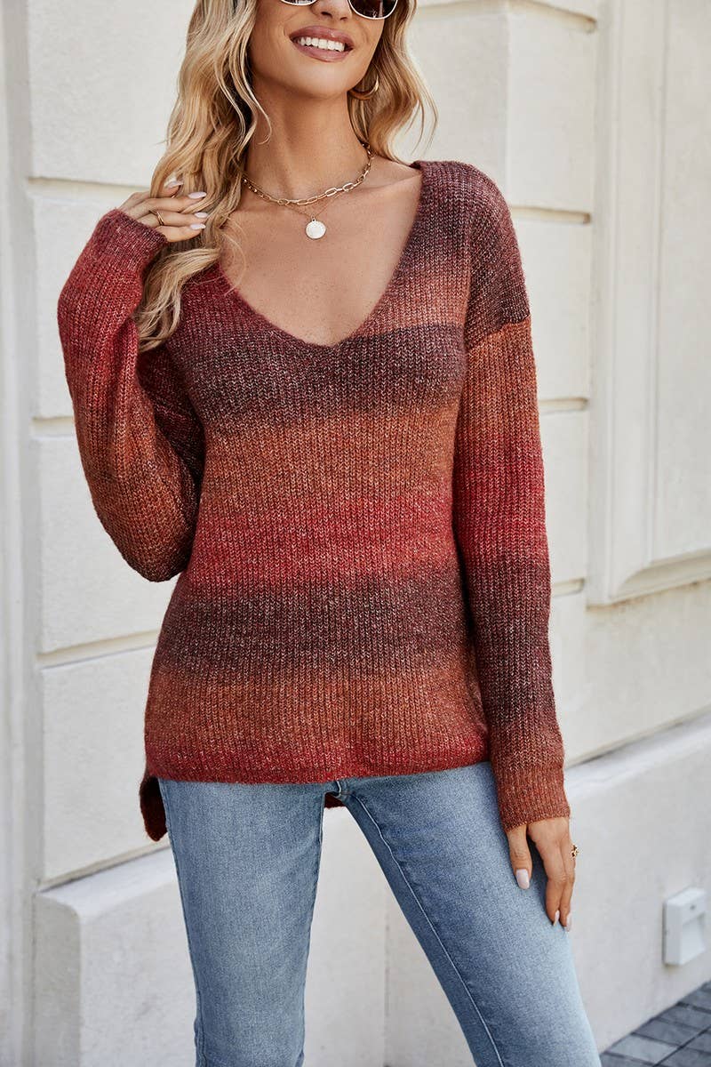CWOSWL3171_TIE-DYED IRREGULAR GRADIENT KNITTED SWEATER