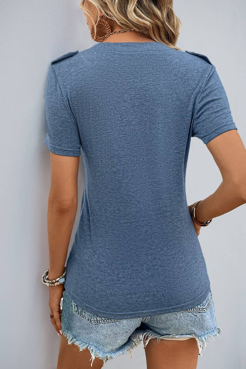 CWTTL1966_NEW V-NECK BASIC COMFORTABLE CASUAL T-SHIRT