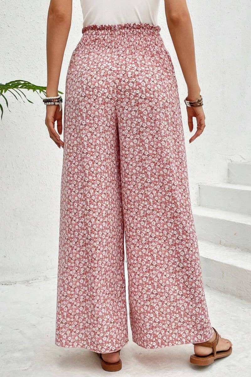 CWBMP0144_SUMMER FASHION FLORAL SPLIT WIDE-LEG PANTS