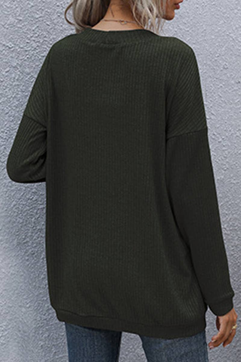 BASIC LONG SLEEVE SOLID COLOR UNBUTTONED CARDIGAN