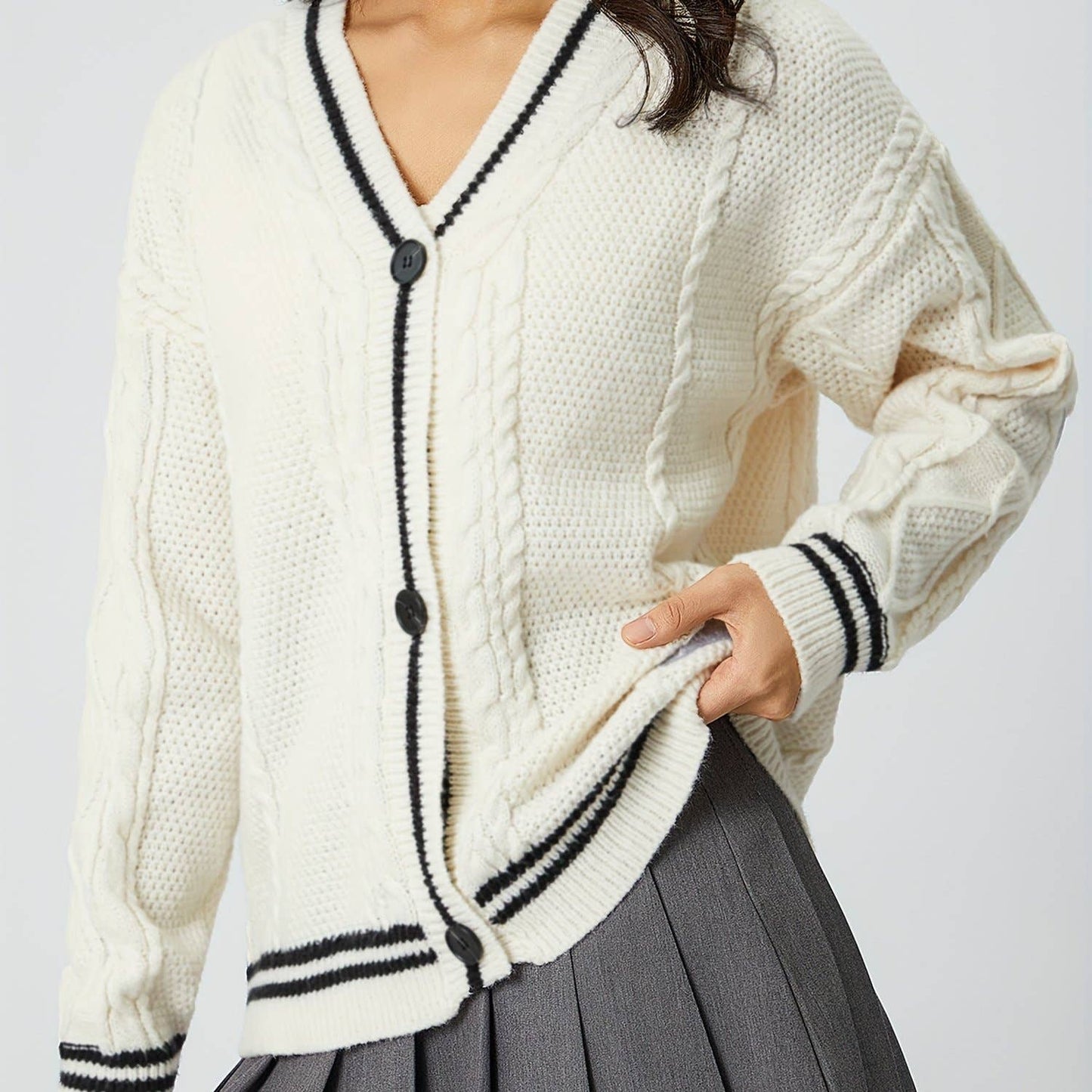BATWING KNIT SINGLE-BREASTED SWEATER JACKET