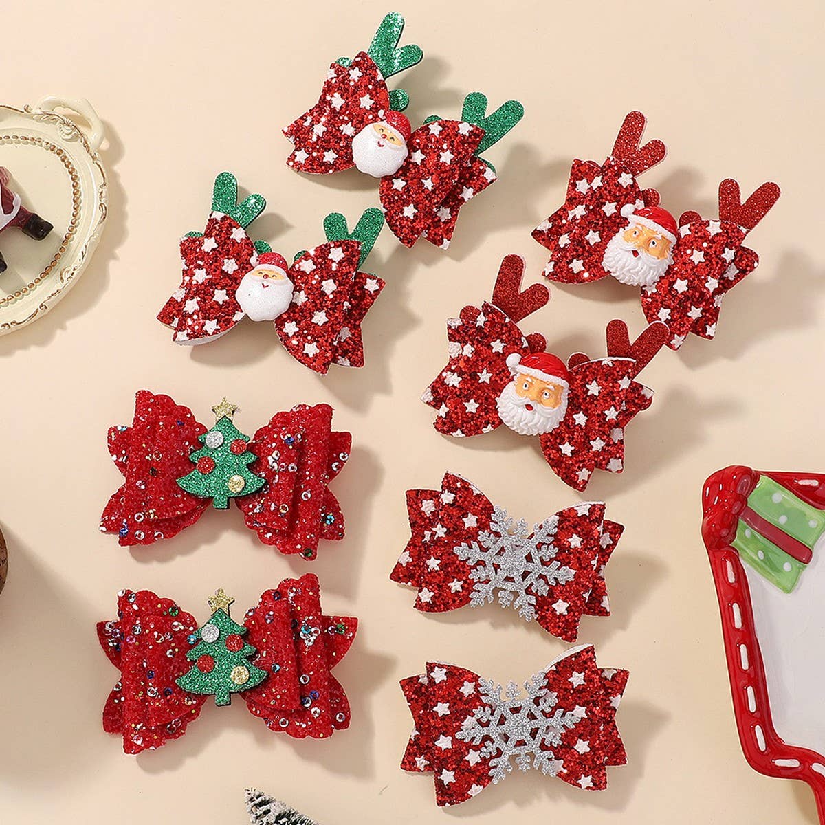 Christmas Antler Bow Clip for Kids Party