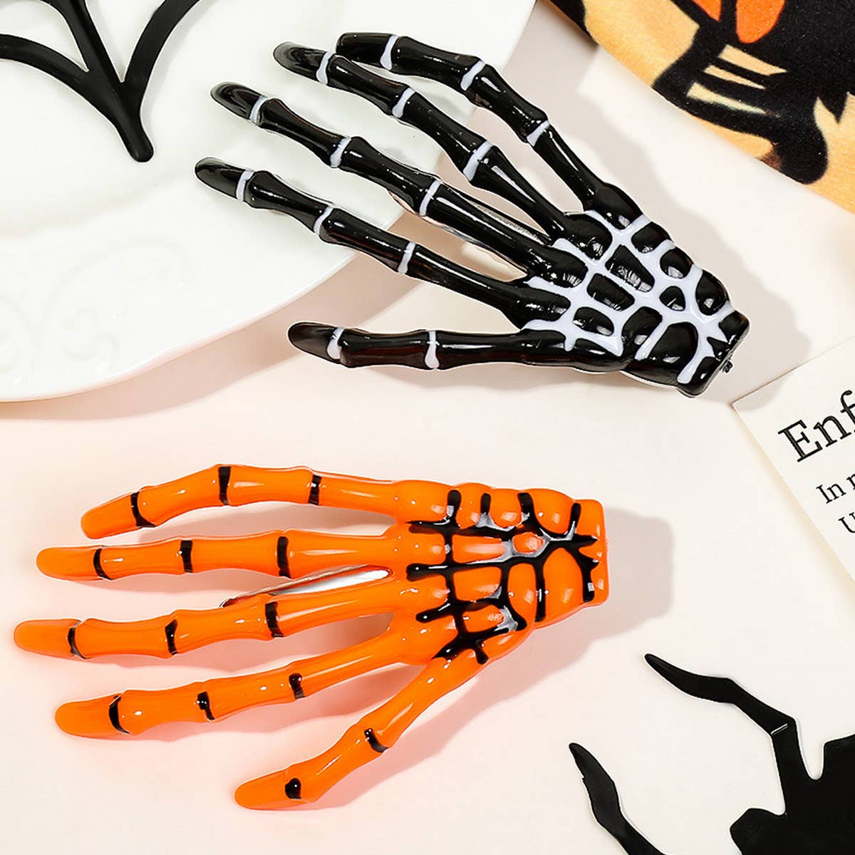 Halloween Skeleton Hand Hair Duckbill Clip_CWAHA1643