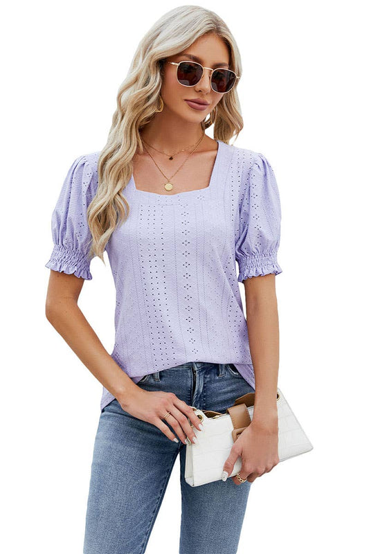 CWTBLS0295_Sweetheart Neck Shirt Sleeve Top