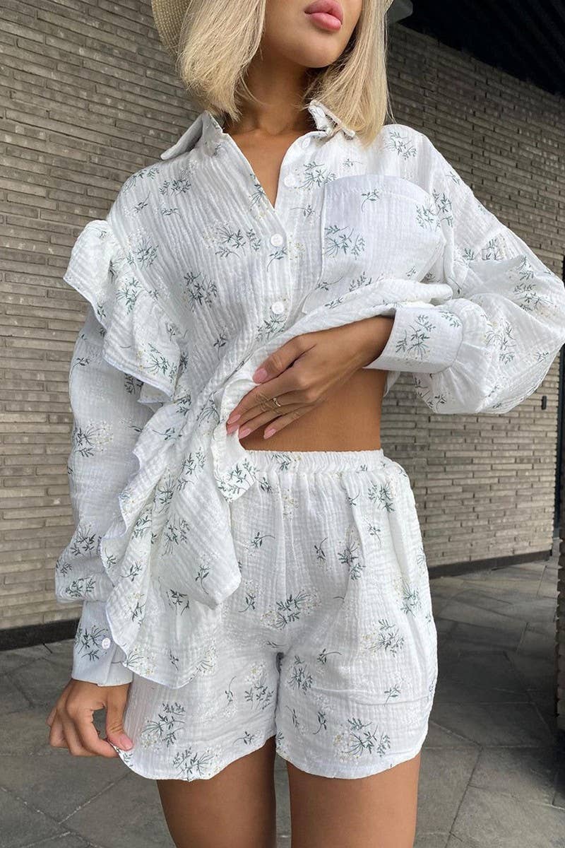 CWSPJ0204_PRINTED LONG-SLEEVED SHORTS PAJAMAS HOME SET