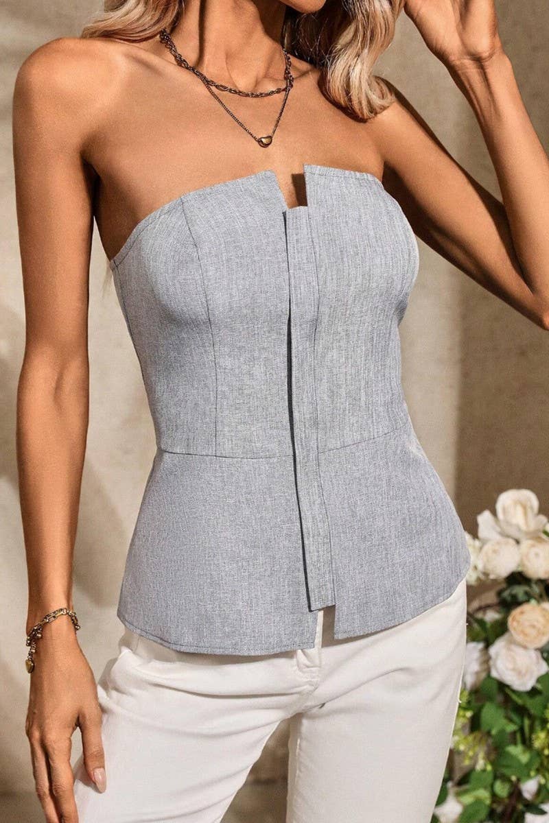 CWTTSL0447_SUMMER SEXY HOT GIRL SLIM ZIPPER TUBE TOP