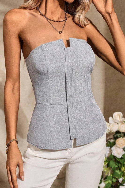 CWTTSL0447_SUMMER SEXY HOT GIRL SLIM ZIPPER TUBE TOP