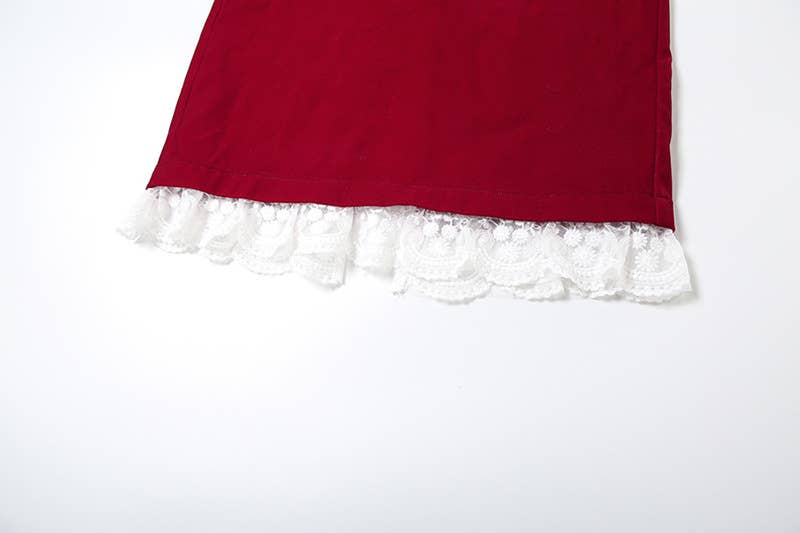 DEEP V LACE PATCHWORK CROP TOP SPLIT SKIRT SET