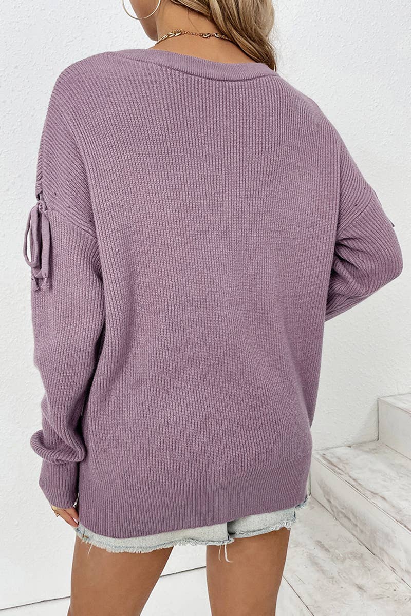 CWOSWL587 Oversized Off Shoulder Crew Neck Pullover Sweater