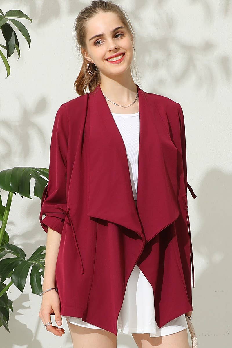 CWOCAL539_OVER LOOSE FIT TRENCH CARDIGAN WITH DRAWSTRING