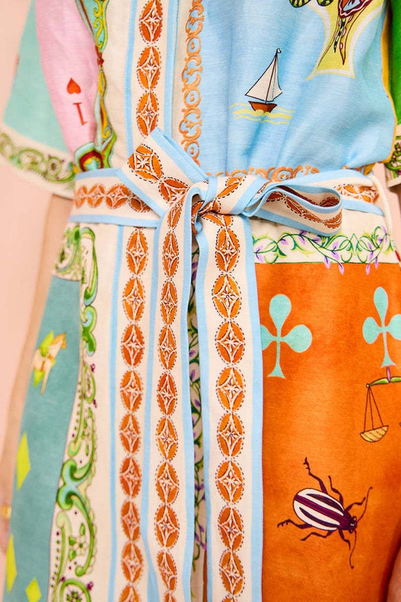 CWDSD8074_ELEGANT FLORAL BELTED COLLAR SHORT SLEEVE DRESS