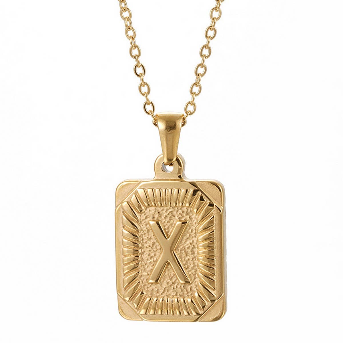 CWAJE1937_Square Stainless Steel Letter Fashion Necklace