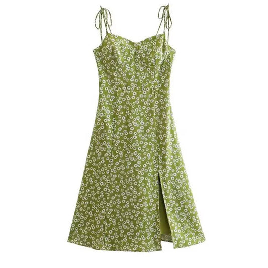 Cinched waist printed halter sleeveless dress