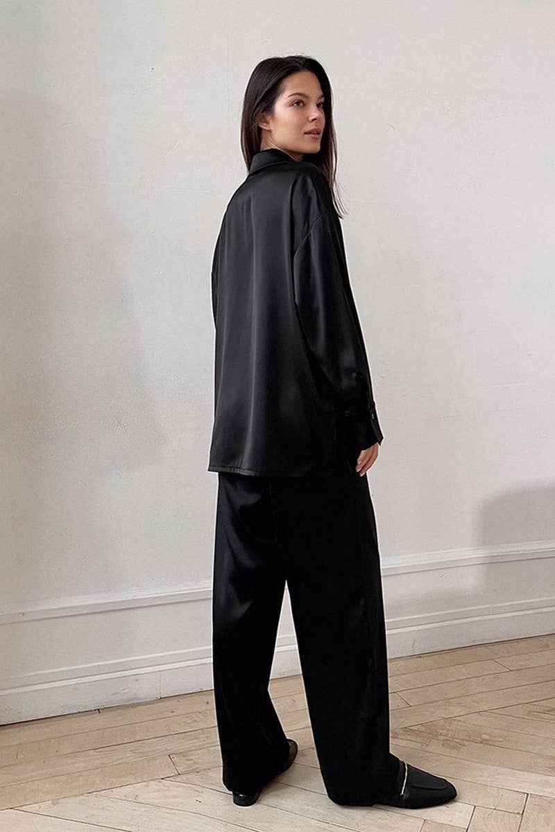 CWSPJ0338_SATIN FAUX SILK LONG SLEEVE PANTS PAJAMA SET