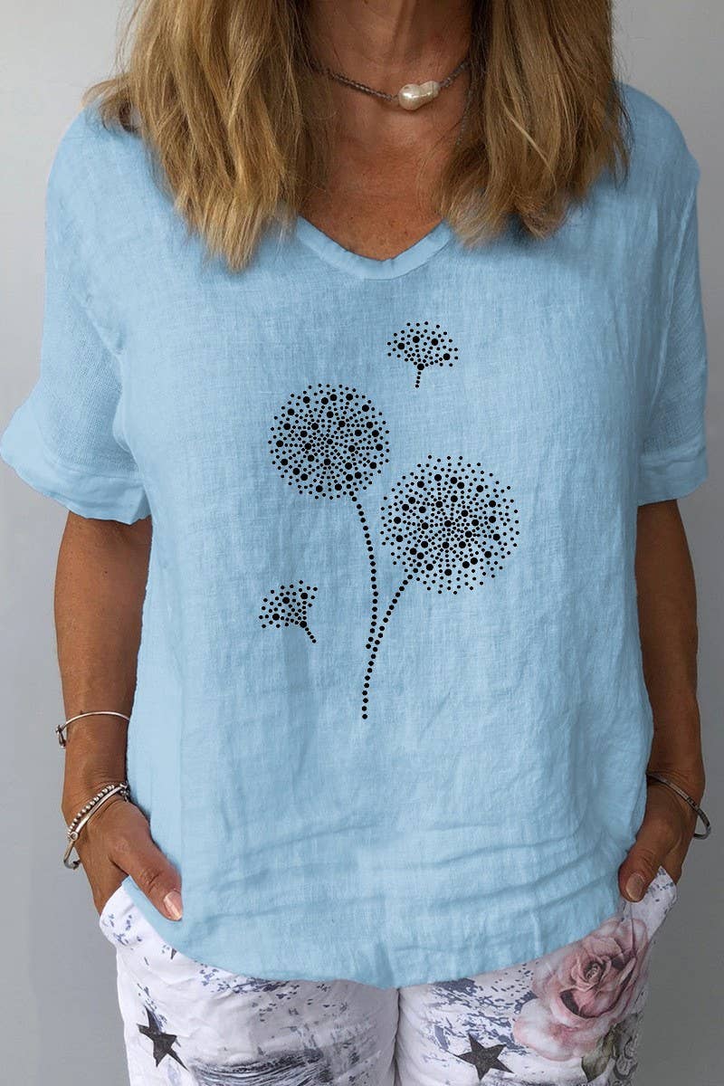 CWTTS1440_LOOSE CASUAL HIBISCUS PRINT TOP